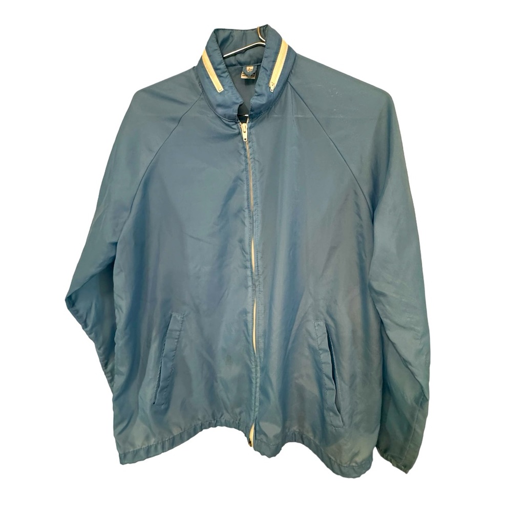 Vintage Light Blue Mens L Windbreaker Retro Skate Hoodie Rare